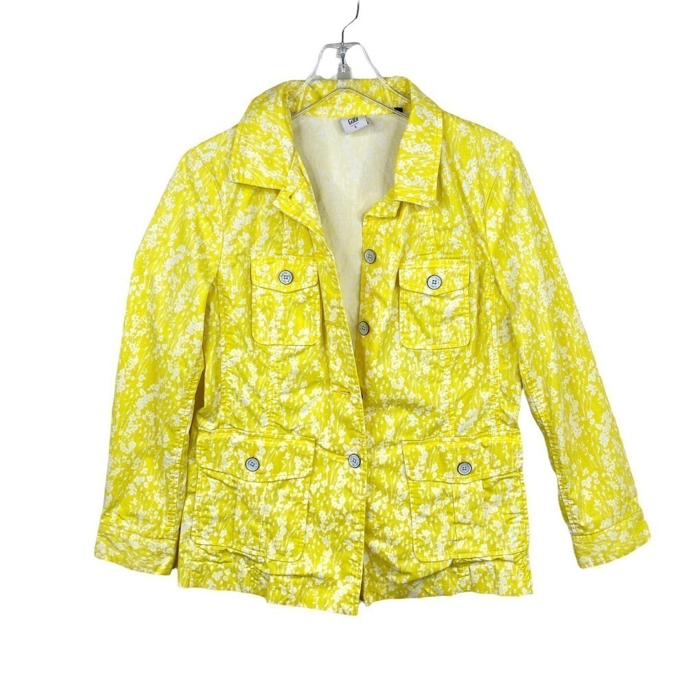 CAbi Field Floral Utility Jacket Yellow & White Daisies #5160 Button Down Small